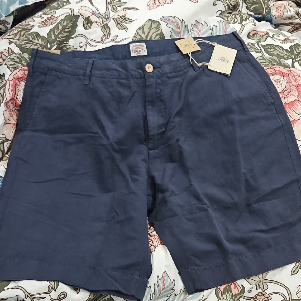 Men's Faherty Linen-Blend Shorts NWT